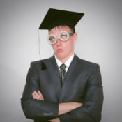 Man dressed as a college graduate