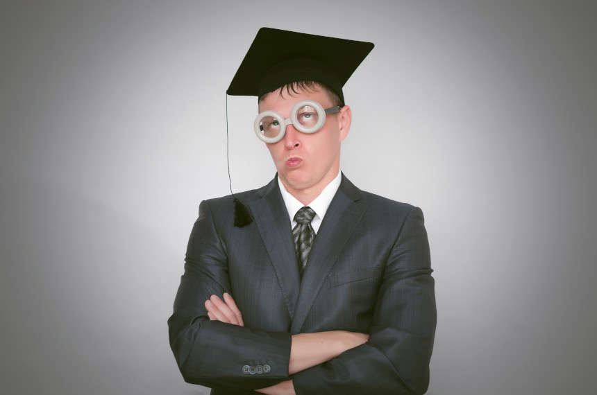 Man dressed as a college graduate