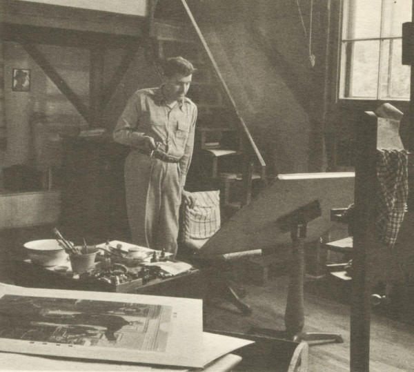 Robert Fawcett in his studio