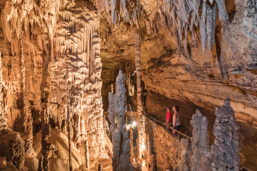 Tourists in a Texan cave