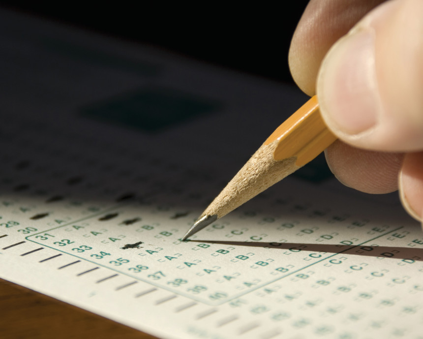 Student fulling in bubbles on a test