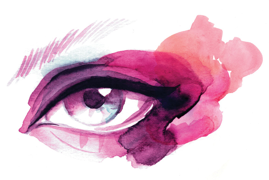 Close up of a person's eye in makeup.
