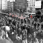 Nazi sympathizers march through New York City with American and Nazi flags