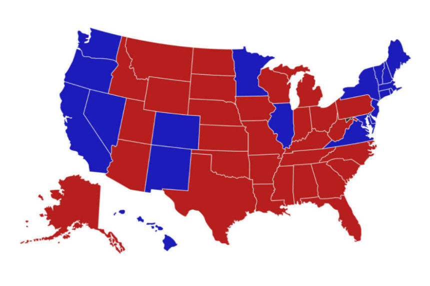 Map of Electoral college results