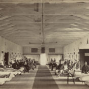 Civil War era photograph of a military hospital ward in Washington D.C.