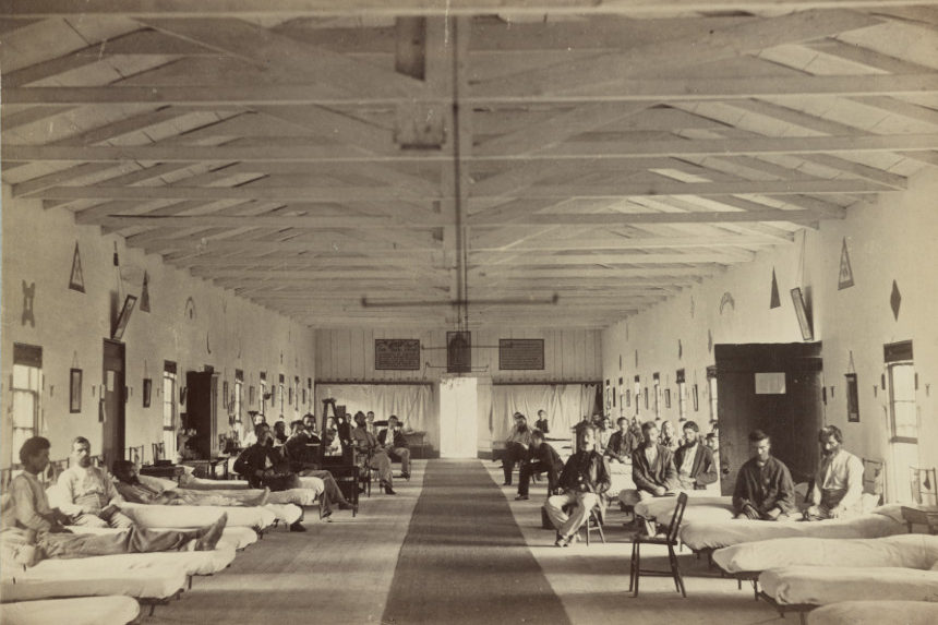 Civil War era photograph of a military hospital ward in Washington D.C.