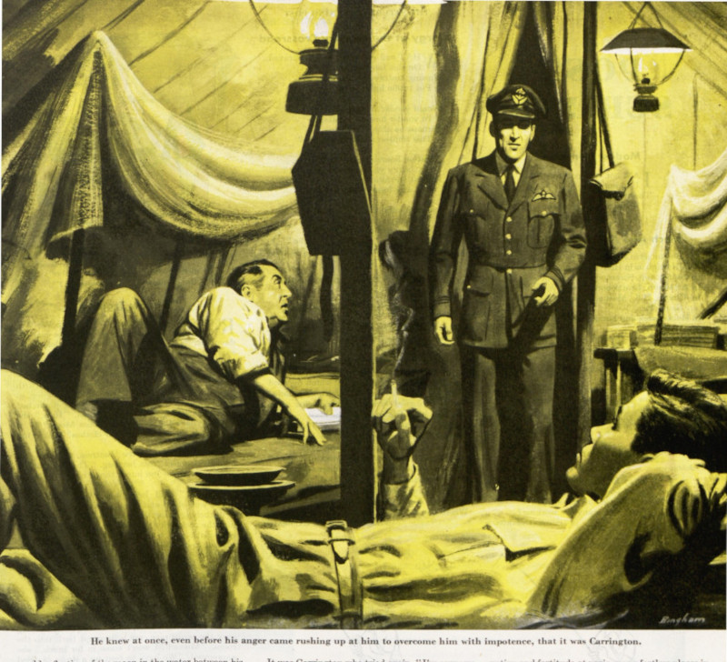 A military officer enters a tent where two servicemen where sleeping