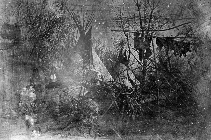 daguerreotype of a Cheyenne tribe's village at Big Timber