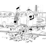 Grocery shoppers dropped their bags near each other