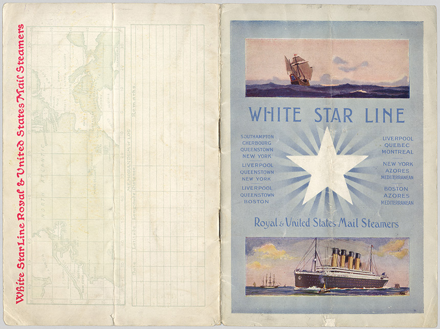 The cover for a 1912 copy of the Titanic's first class passenger list.