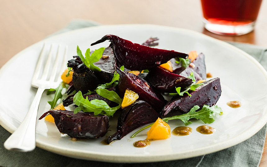 Plate of Oven Roasted Beets with Orange Vinaigrette