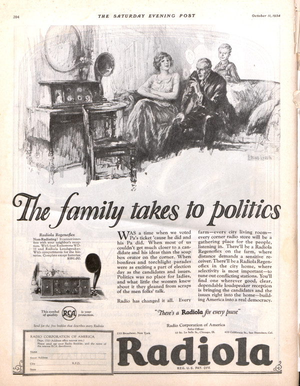 Election season magazine advertisement for radios