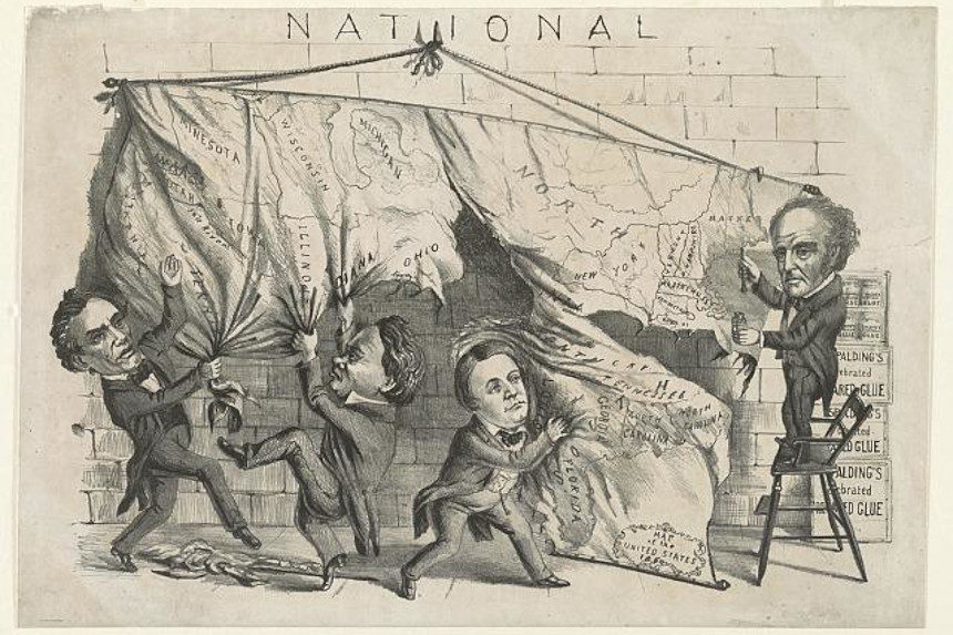 Political cartoon depicting the 1860 U.S. presidential election