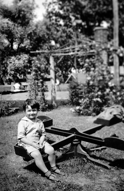A young Val Lauder at a playground