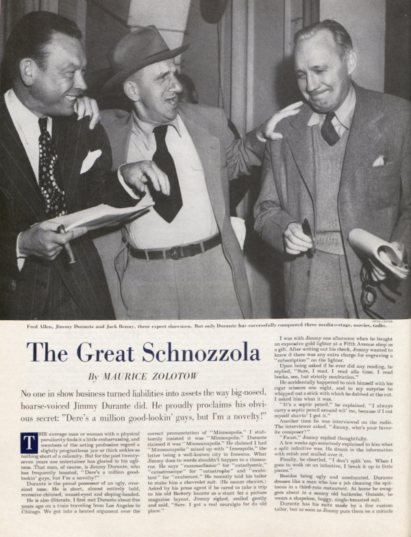 The first page of the Post article "The Great Schnozzola"