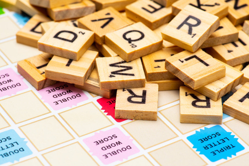 Scrabble blocks on a game board