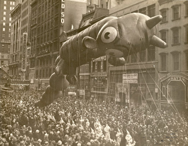 An early parade balloon in the Macy's Thanksgiving Parade in 1924