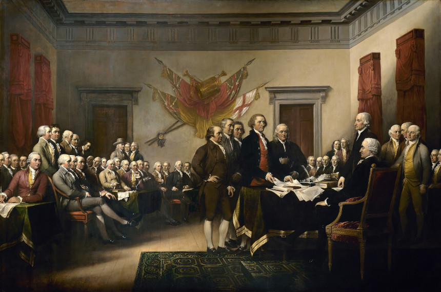The American Founders signing the Declaration of Independence