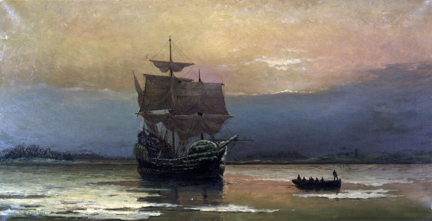 The Mayflower in Plymouth Harbor