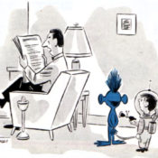 Child tries to show off the alien he caught to his dad