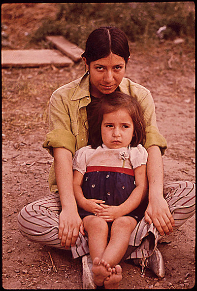 Migrant worker with her daughter