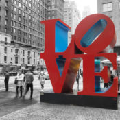 the famous Love sculpture on a city corner
