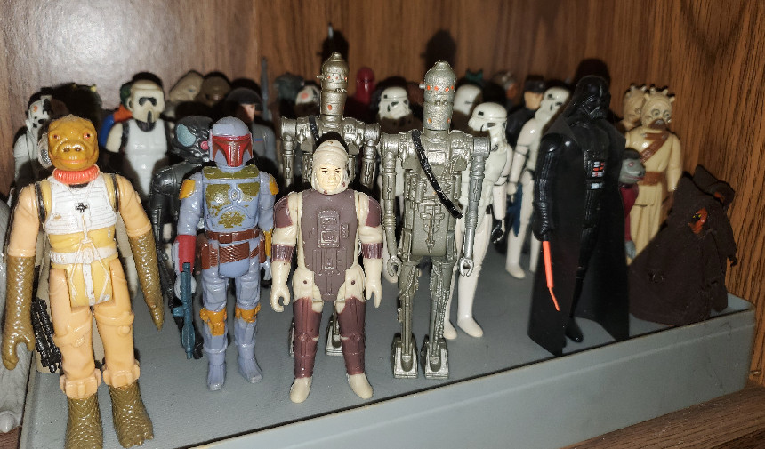 Collection of original Star Wars figures from the 1980s and 1990s