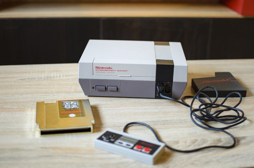 A Nintendo Entertainment System video game console