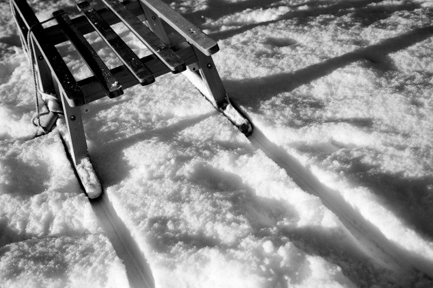 A sled in snow