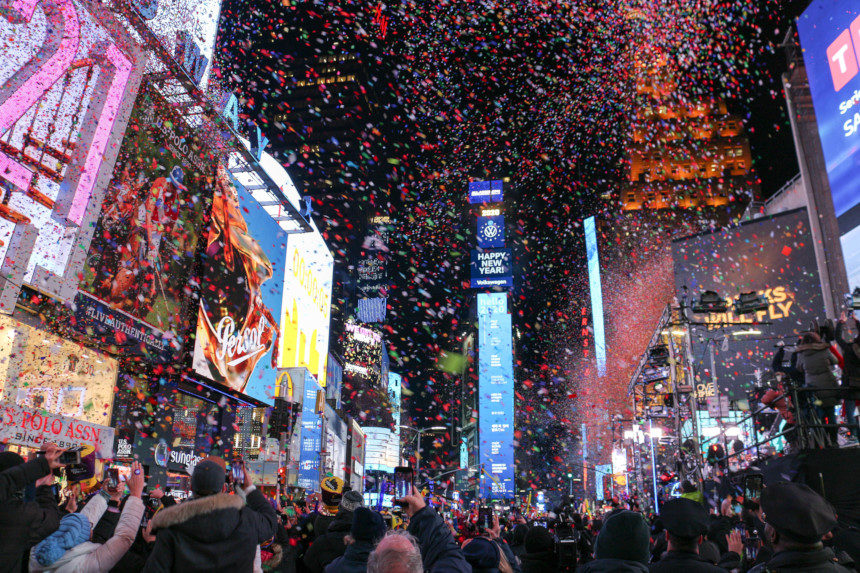 Photo of the 2020 New Year's Eve party at New York's Times Square