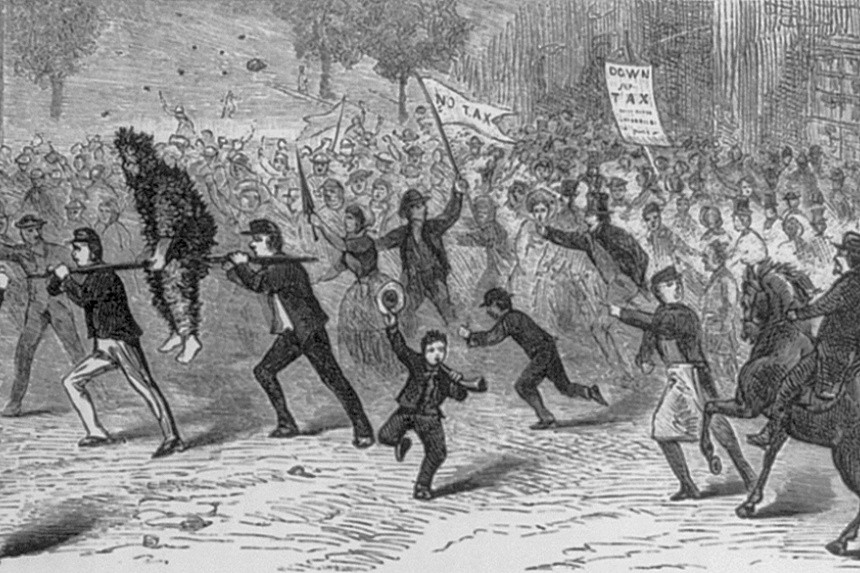 Artist's depiction of the Whiskey Rebellion