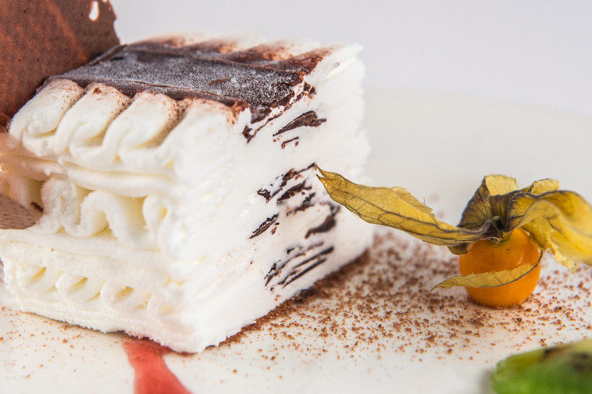 Viennetta frozen cake with a Physalis