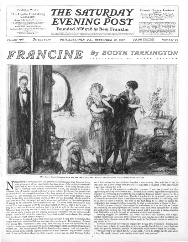 The first page of the short story Francine by Booth Tarkington