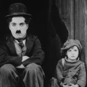 Charlie Chaplin and Jackie Coogan from the film, The Kid