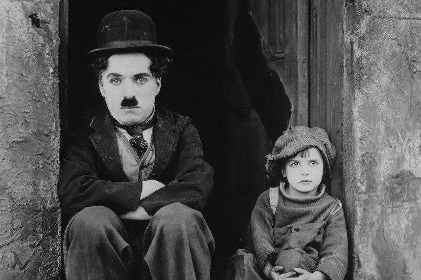 Charlie Chaplin and Jackie Coogan from the film, The Kid