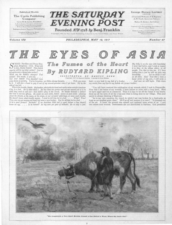 The first page of the short story, "The Eyes of Asia"