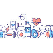 Illustrated icons of various health items