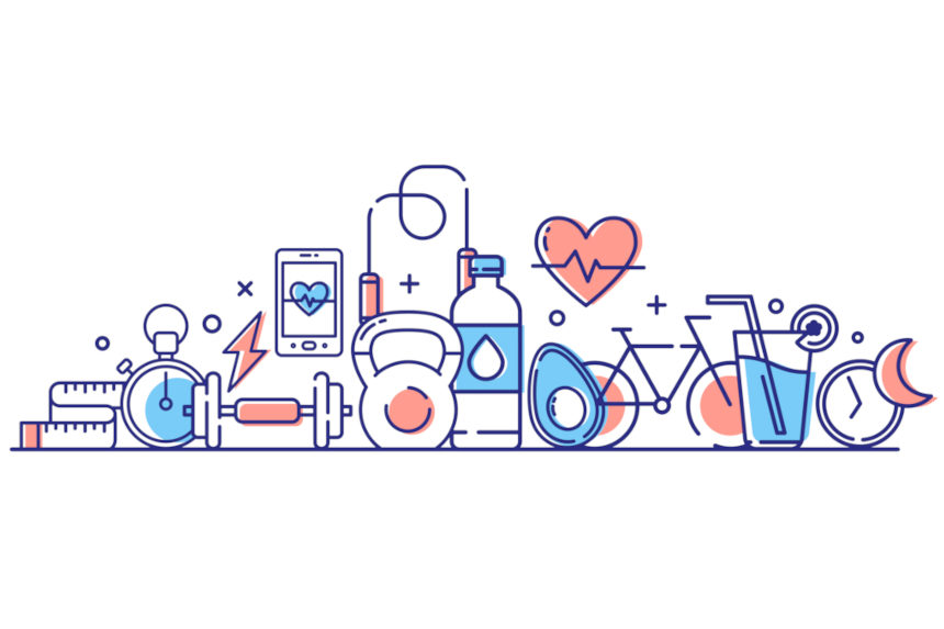 Illustrated icons of various health items