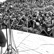 Marilyn Monroe performs during an USO show in 1954