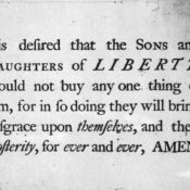 Handbill from The Daughters of Liberty urging american colonists not to buy British merchandise