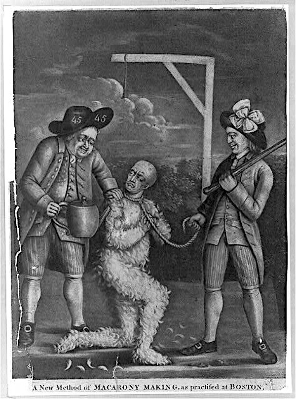 Image of John Malcom being tarred and feathered 