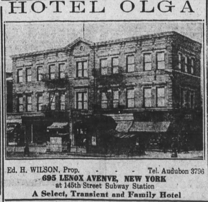 Newspaper ad for The Olga hotel that ran in 1923