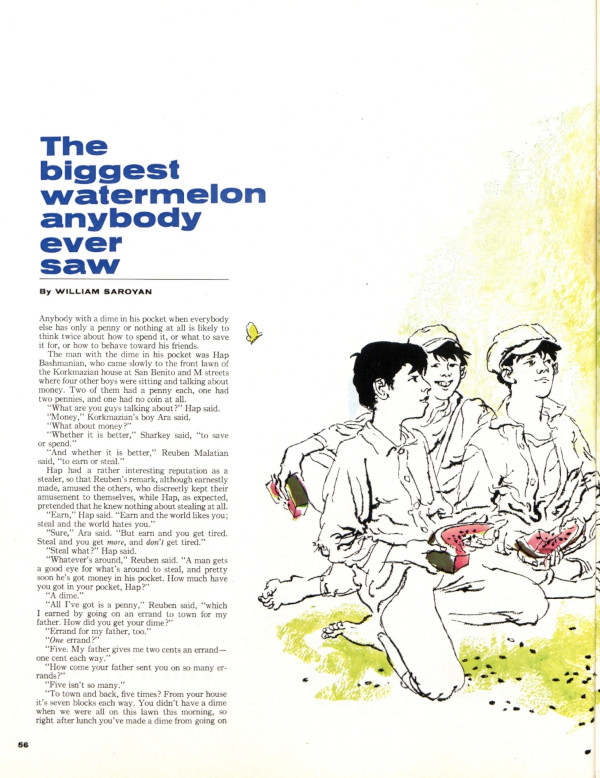 The first page of the short story "The Biggest Watermelon Anybody Ever Saw" as it appeared in the Post