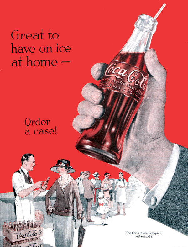 Vintage Coca-Cola advertisement, where customers could purchase a bottle for 5 cents. 