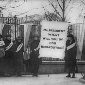 Women picketing in front of the White House during the Women's suffrage movement