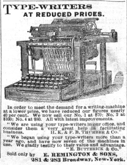 Early ad for the Remington Typewriter