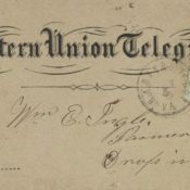 An envelope containing a telegraph