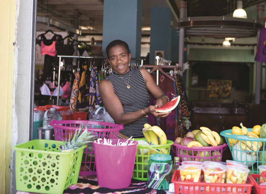 Woman shows her wares at the Little Haiti Cultural Complex
