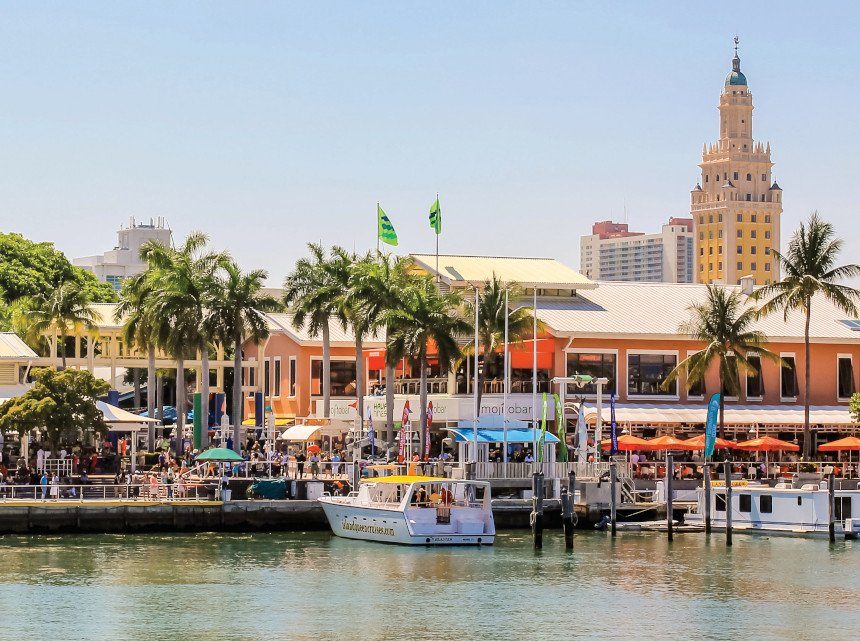 Boats moored at the Bayside Marketplace.