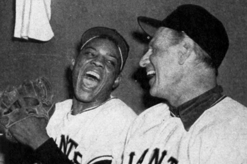 Baseball legend Willie Mays and manager Leo Durocher